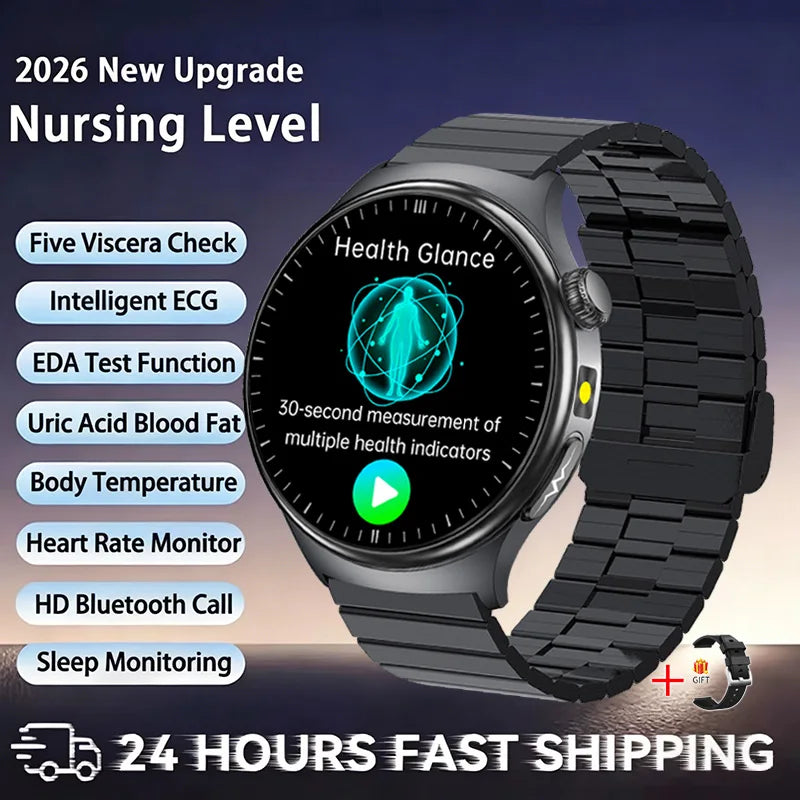 2026 New Accurate Diagnosis ECG Smart Watch Body Fat Blood oxygen BP Health Sport HD AMOLED Screen call Smart watch Men women