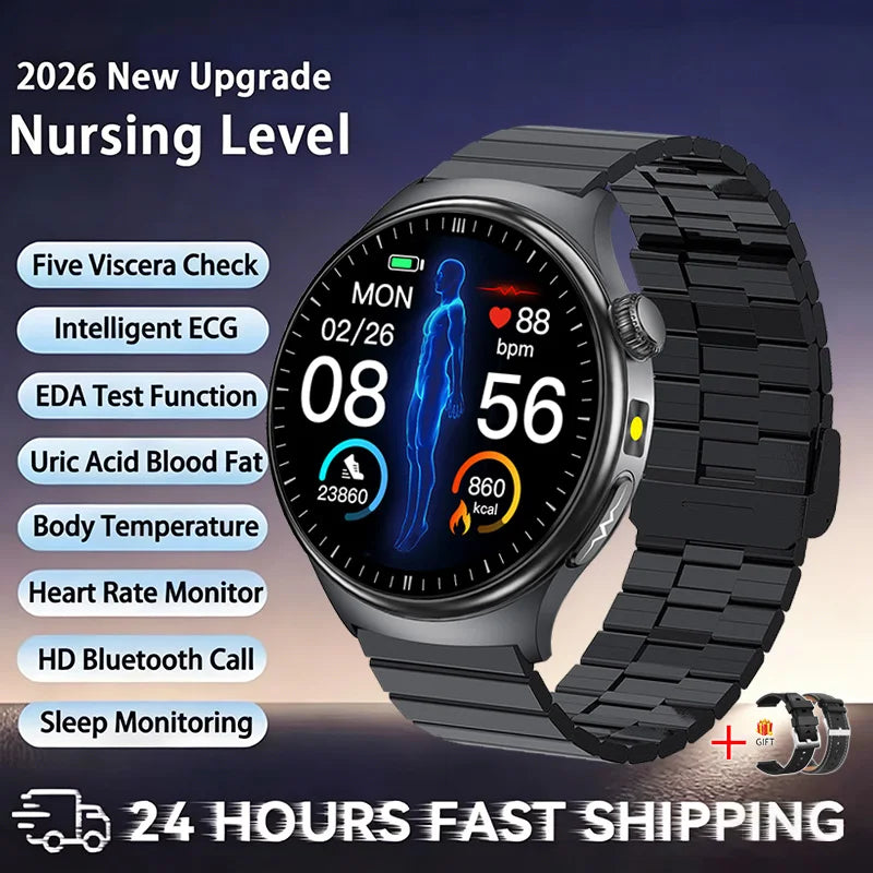 2026 New Accurate Diagnosis ECG Smart Watch Body Fat Blood oxygen BP Health Sport HD AMOLED Screen call Smart watch Men women