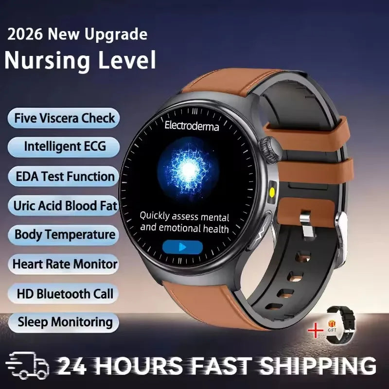 2026 New Accurate Diagnosis ECG Smart Watch Body Fat Blood oxygen BP Health Sport HD AMOLED Screen call Smart watch Men women