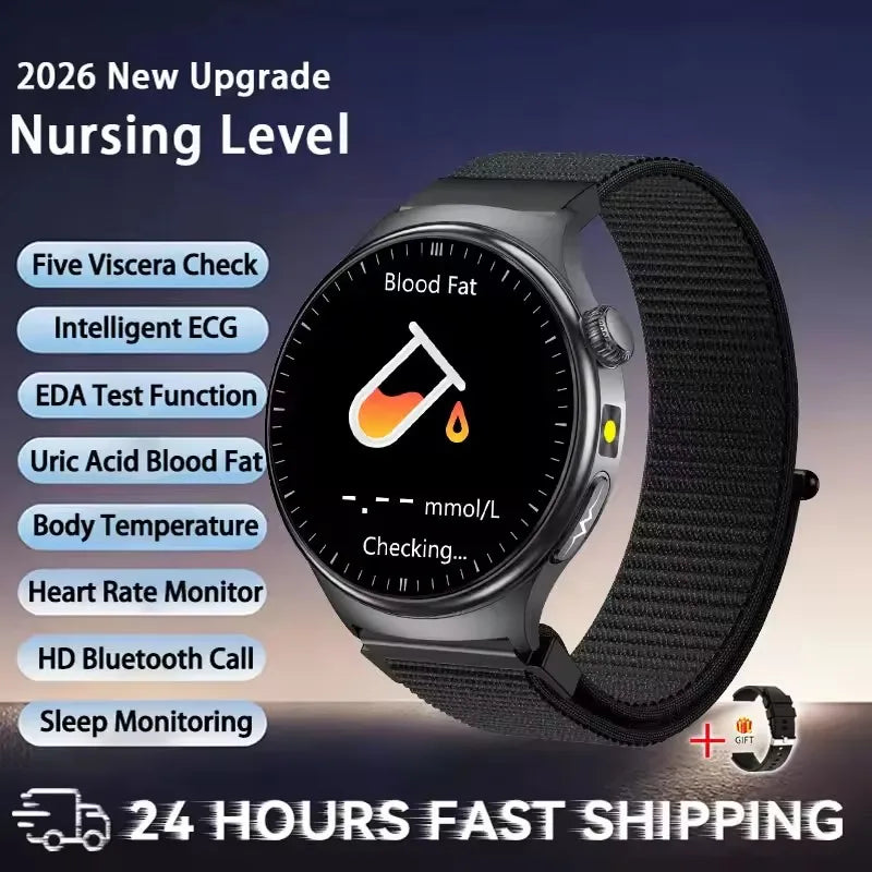 2026 New Accurate Diagnosis ECG Smart Watch Body Fat Blood oxygen BP Health Sport HD AMOLED Screen call Smart watch Men women