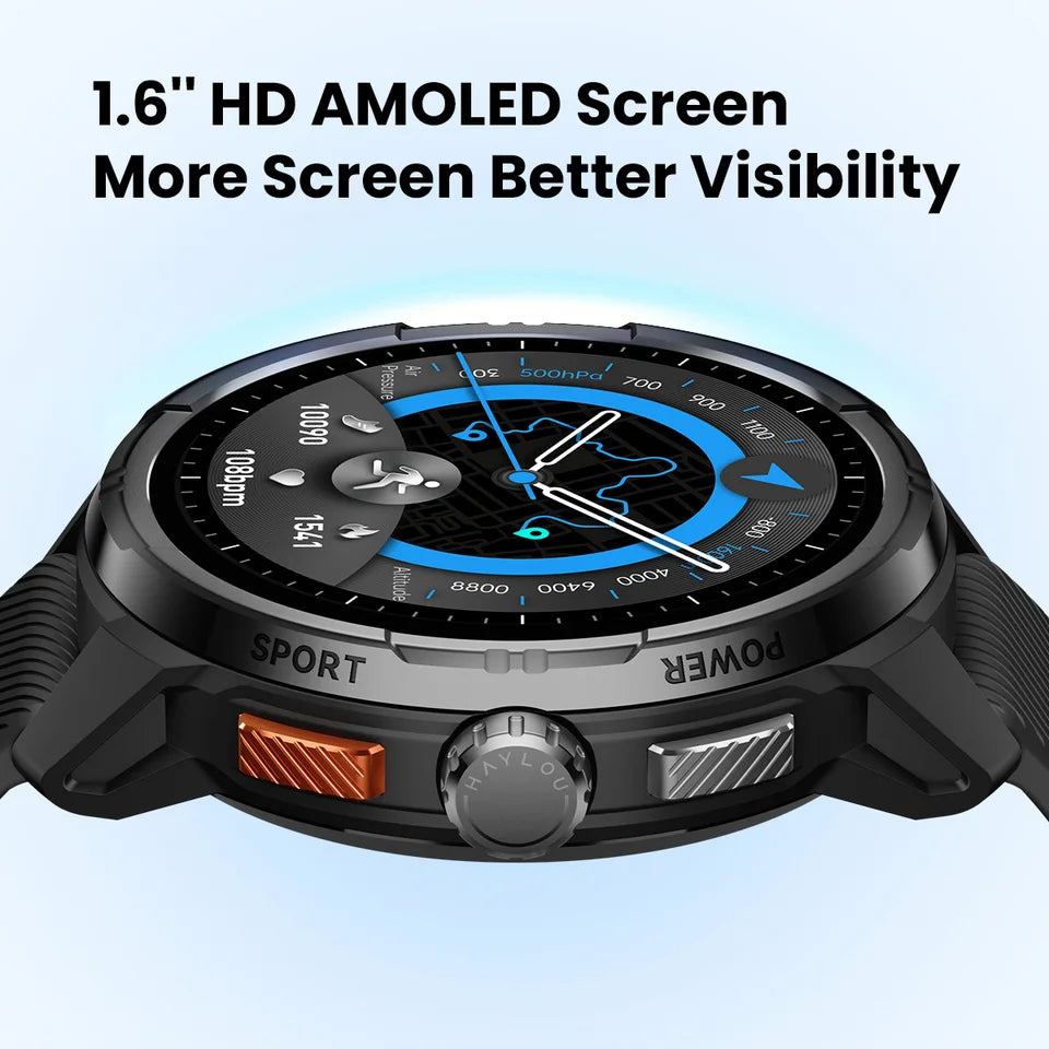 HAYLOU Solar Ultra GPS Smartwatch 1.6” AMOLED Display 5ATM Waterproof Built-in GPS Bluetooth Phone Calls Sports Smart Watch
