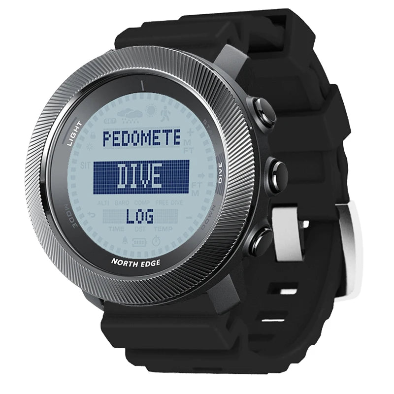 NORTH EDGE APACHE-D Men Free Dive Digital Watch Outdoor Sports Swimming Waterproof 100M Altitude Barometer Compass Wristwatches