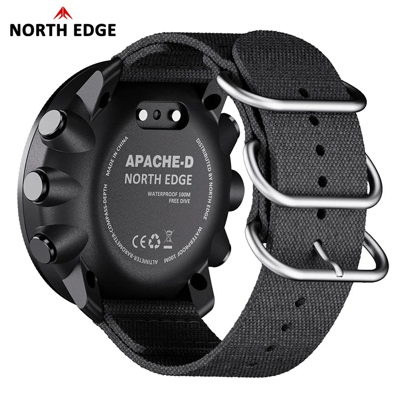 NORTH EDGE APACHE-D Men Free Dive Digital Watch Outdoor Sports Swimming Waterproof 100M Altitude Barometer Compass Wristwatches