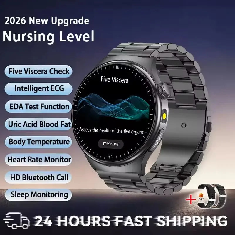 2026 New Accurate Diagnosis ECG Smart Watch Body Fat Blood oxygen BP Health Sport HD AMOLED Screen call Smart watch Men women