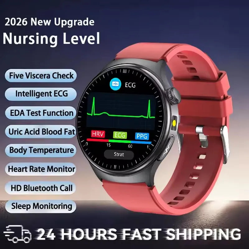 2026 New Accurate Diagnosis ECG Smart Watch Body Fat Blood oxygen BP Health Sport HD AMOLED Screen call Smart watch Men women