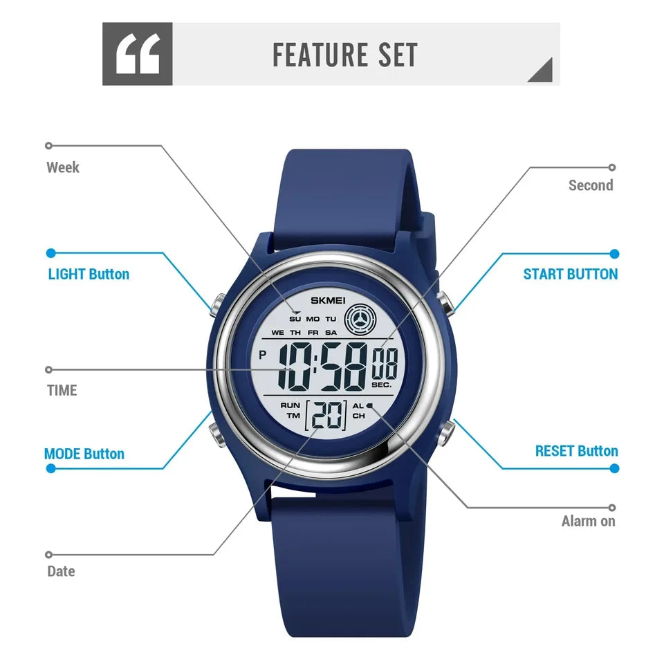SKMEI Back Light Display Countdown Digital Watches Women Stopwatch Lady Wristwatch 50M Waterproof Shockproof reloj mujer 2094